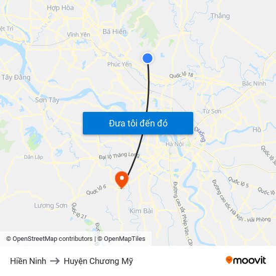 Hiền Ninh to Huyện Chương Mỹ map