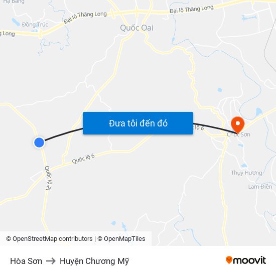 Hòa Sơn to Huyện Chương Mỹ map