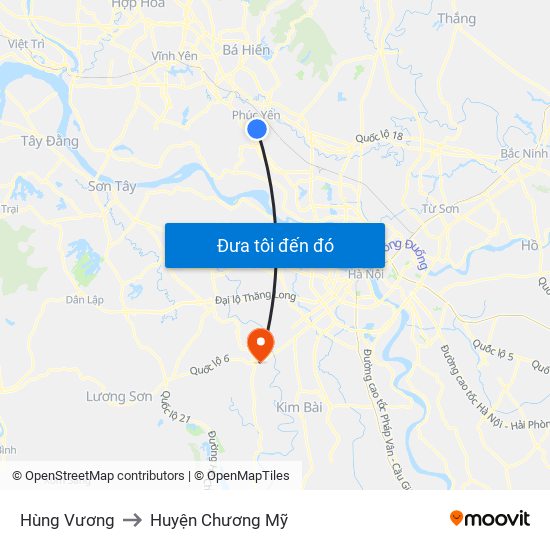 Hùng Vương to Huyện Chương Mỹ map