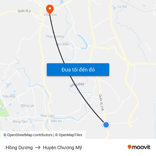 Hồng Dương to Huyện Chương Mỹ map