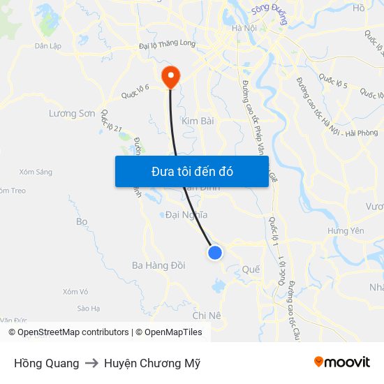 Hồng Quang to Huyện Chương Mỹ map