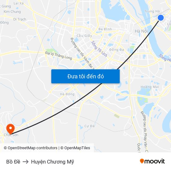 Bồ Đề to Huyện Chương Mỹ map