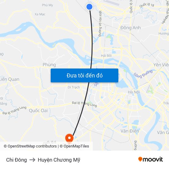 Chi Đông to Huyện Chương Mỹ map