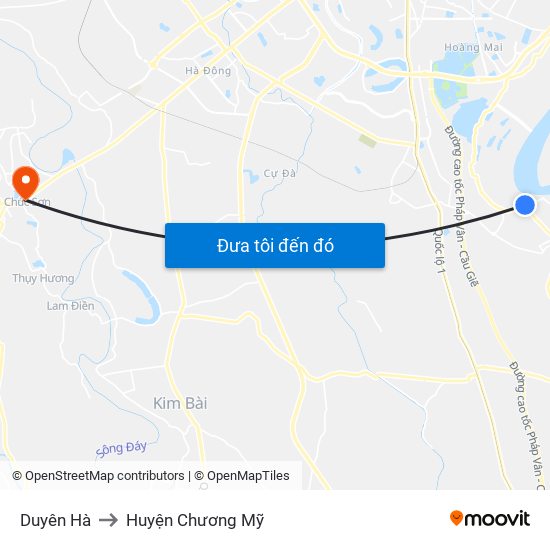 Duyên Hà to Huyện Chương Mỹ map