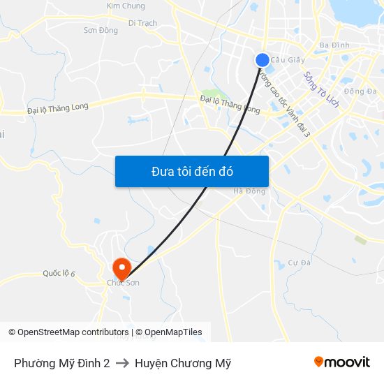 Phường Mỹ Đình 2 to Huyện Chương Mỹ map