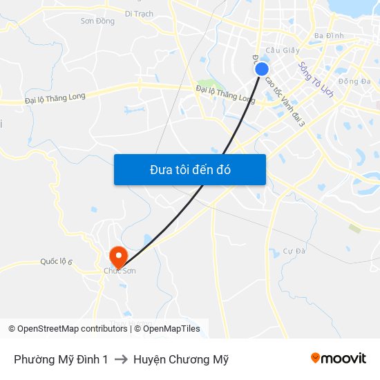 Phường Mỹ Đình 1 to Huyện Chương Mỹ map