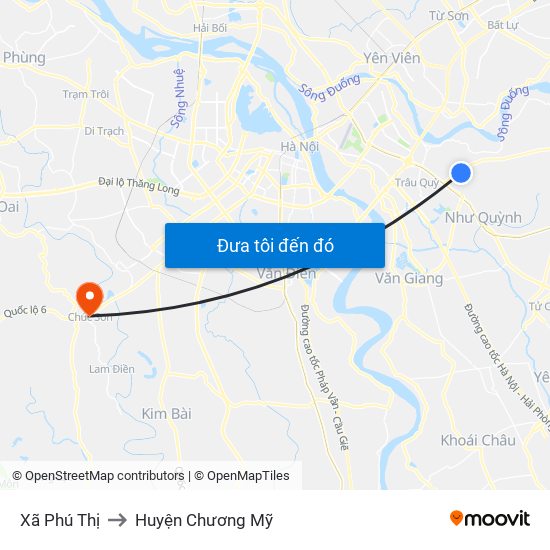 Xã Phú Thị to Huyện Chương Mỹ map