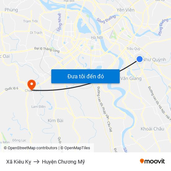 Xã Kiêu Kỵ to Huyện Chương Mỹ map