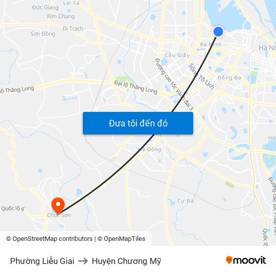 Phường Liễu Giai to Huyện Chương Mỹ map