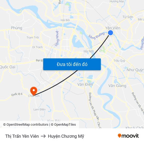 Thị Trấn Yên Viên to Huyện Chương Mỹ map