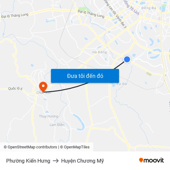 Phường Kiến Hưng to Huyện Chương Mỹ map