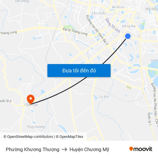 Phường Khương Thượng to Huyện Chương Mỹ map