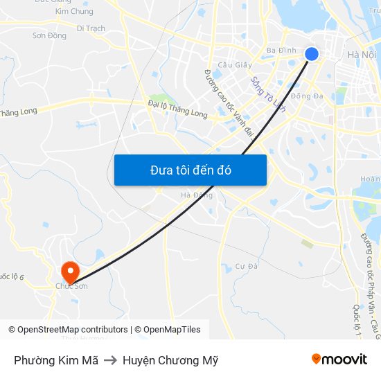 Phường Kim Mã to Huyện Chương Mỹ map