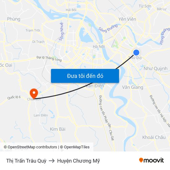 Thị Trấn Trâu Quỳ to Huyện Chương Mỹ map