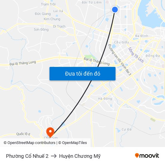 Phường Cổ Nhuế 2 to Huyện Chương Mỹ map