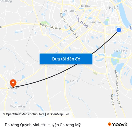 Phường Quỳnh Mai to Huyện Chương Mỹ map