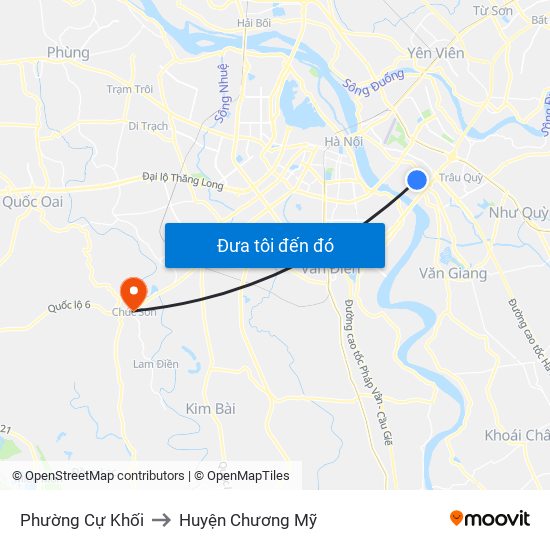 Phường Cự Khối to Huyện Chương Mỹ map