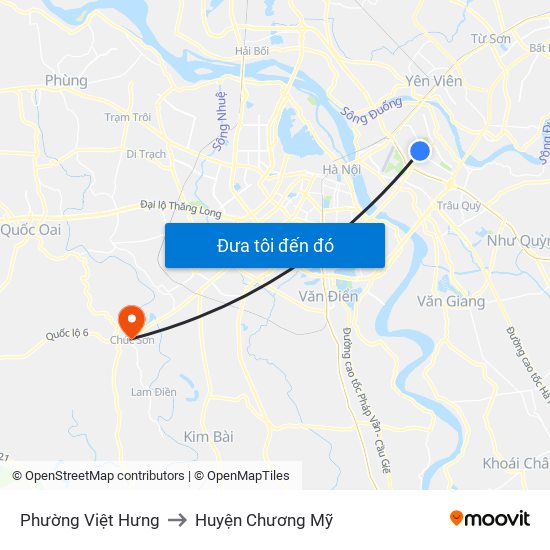 Phường Việt Hưng to Huyện Chương Mỹ map