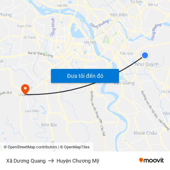 Xã Dương Quang to Huyện Chương Mỹ map