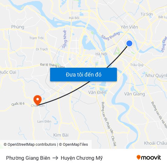 Phường Giang Biên to Huyện Chương Mỹ map