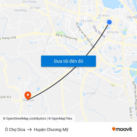 Ô Chợ Dừa to Huyện Chương Mỹ map