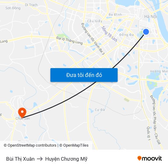 Bùi Thị Xuân to Huyện Chương Mỹ map