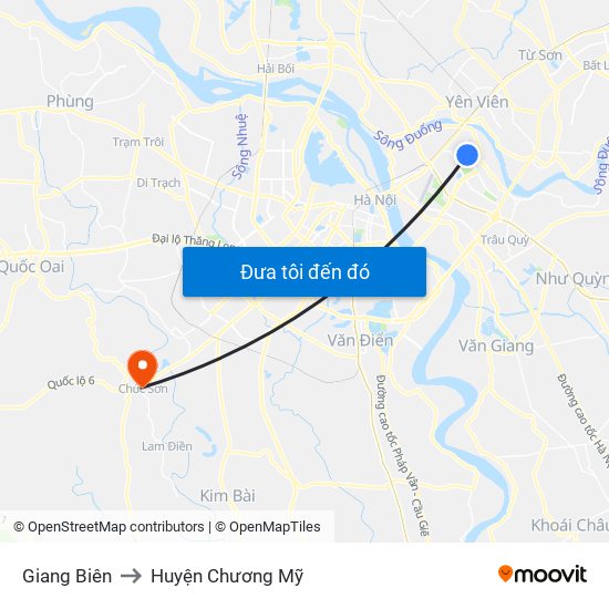 Giang Biên to Huyện Chương Mỹ map