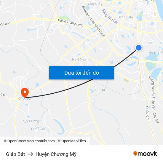 Giáp Bát to Huyện Chương Mỹ map