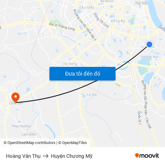 Hoàng Văn Thụ to Huyện Chương Mỹ map