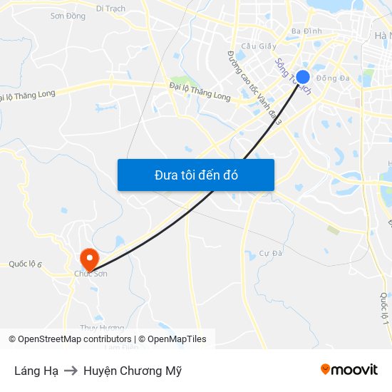 Láng Hạ to Huyện Chương Mỹ map