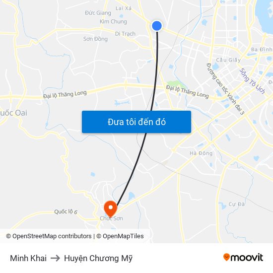 Minh Khai to Huyện Chương Mỹ map