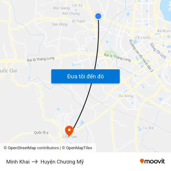 Minh Khai to Huyện Chương Mỹ map