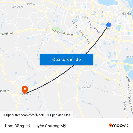 Nam Đồng to Huyện Chương Mỹ map