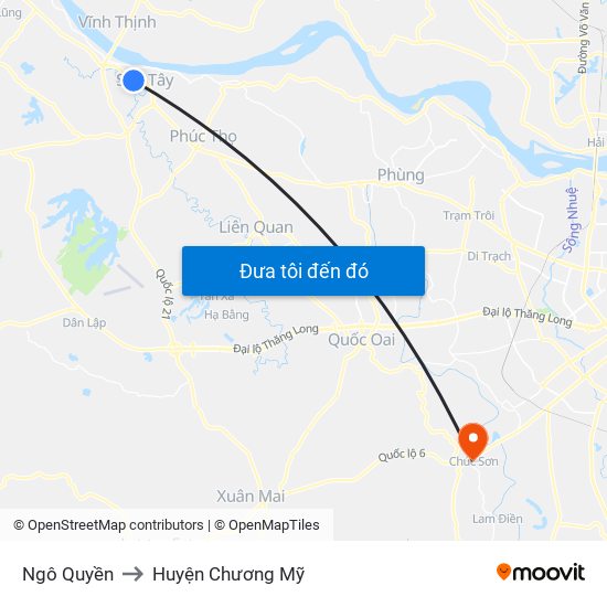 Ngô Quyền to Huyện Chương Mỹ map