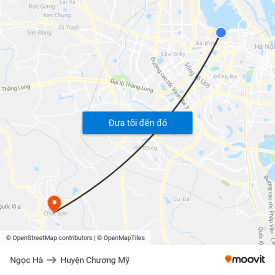 Ngọc Hà to Huyện Chương Mỹ map