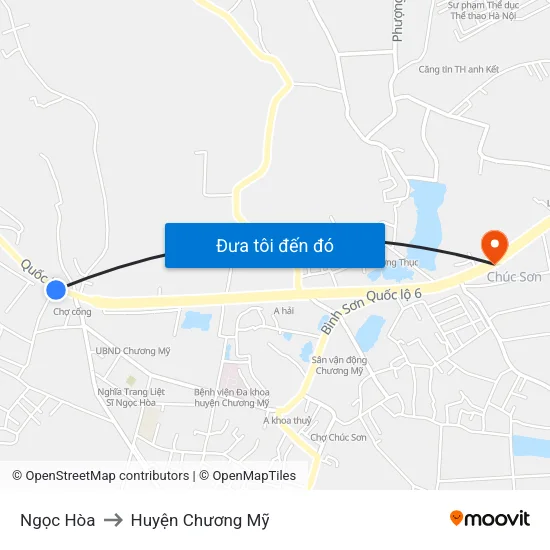 Ngọc Hòa to Huyện Chương Mỹ map