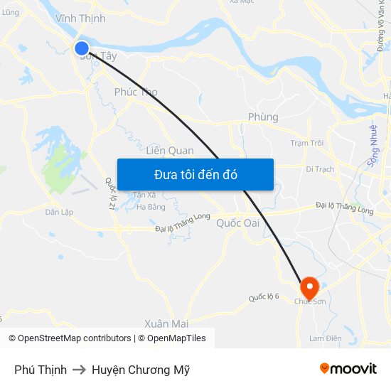Phú Thịnh to Huyện Chương Mỹ map