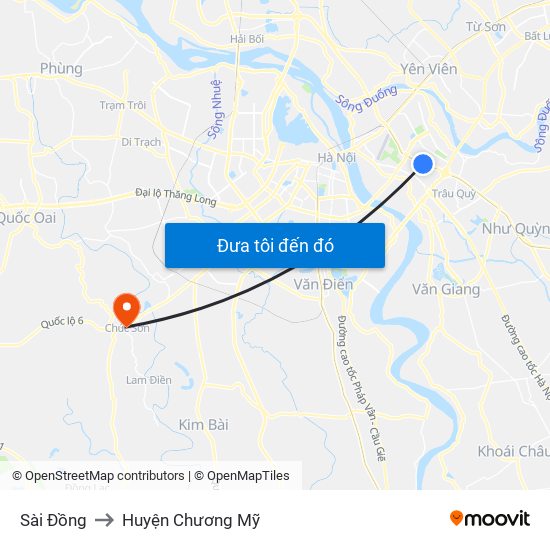 Sài Đồng to Huyện Chương Mỹ map