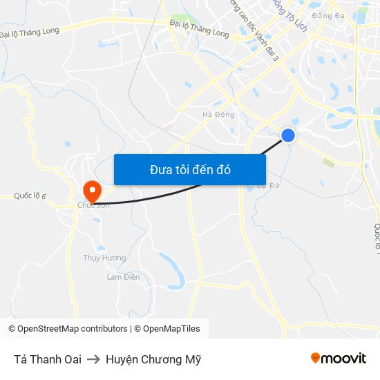 Tả Thanh Oai to Huyện Chương Mỹ map