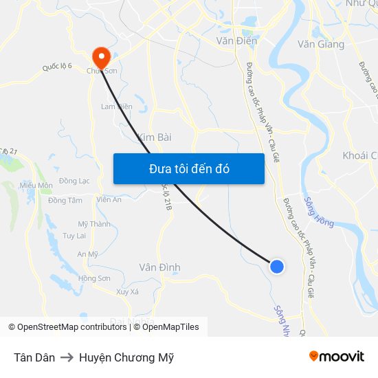 Tân Dân to Huyện Chương Mỹ map