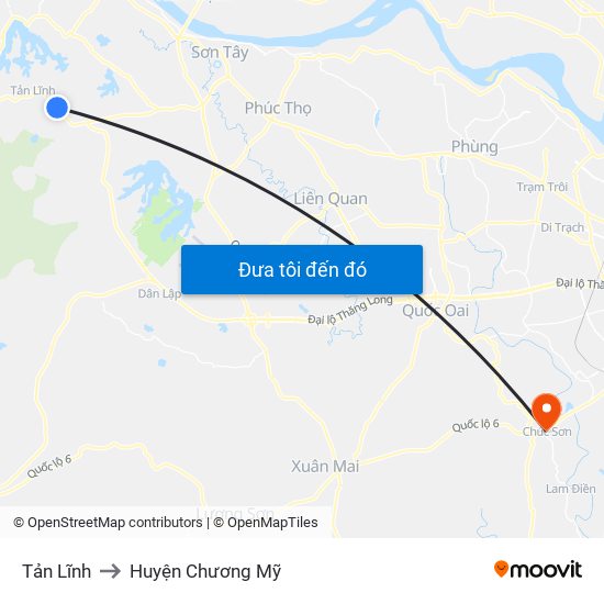 Tản Lĩnh to Huyện Chương Mỹ map