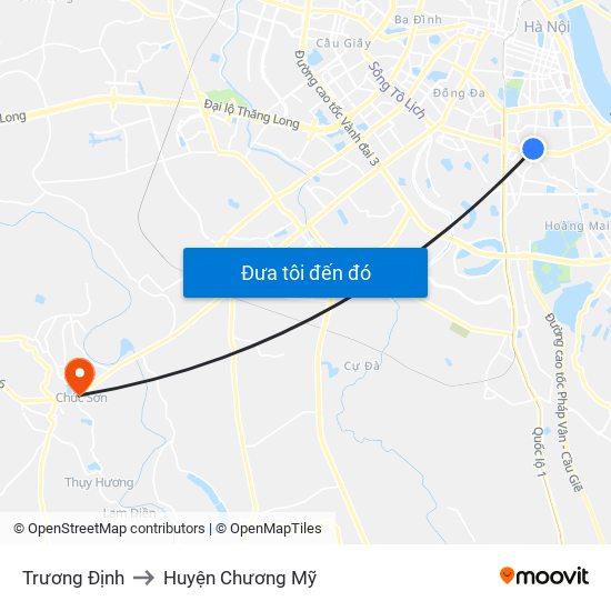 Trương Định to Huyện Chương Mỹ map