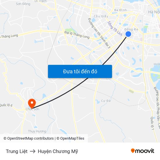 Trung Liệt to Huyện Chương Mỹ map