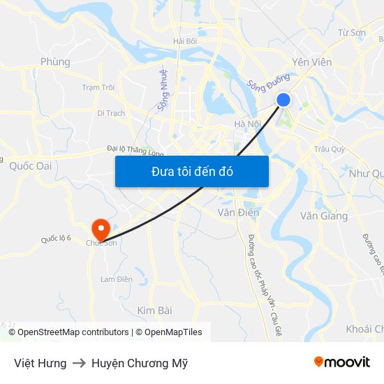 Việt Hưng to Huyện Chương Mỹ map