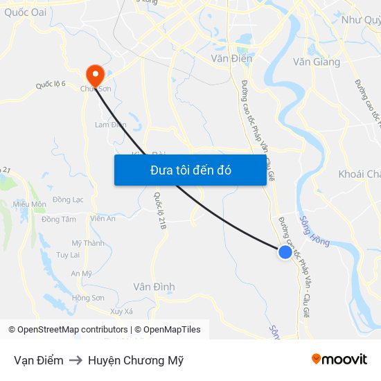 Vạn Điểm to Huyện Chương Mỹ map