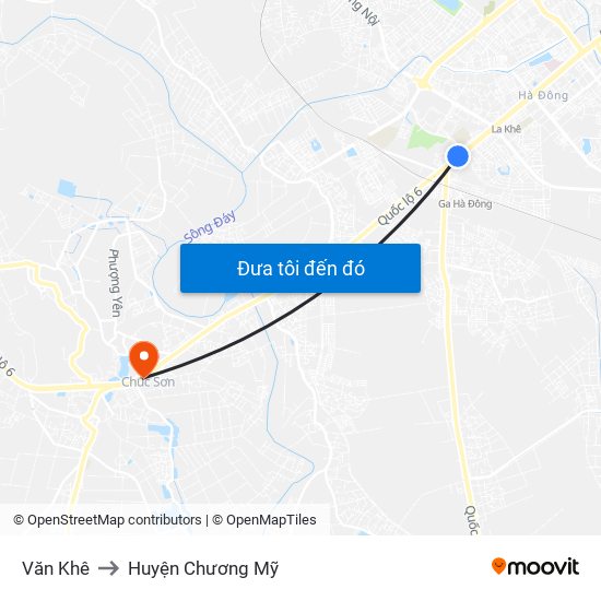 Văn Khê to Huyện Chương Mỹ map