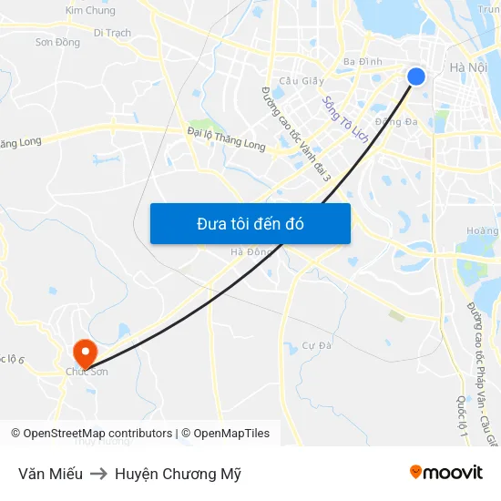 Văn Miếu to Huyện Chương Mỹ map