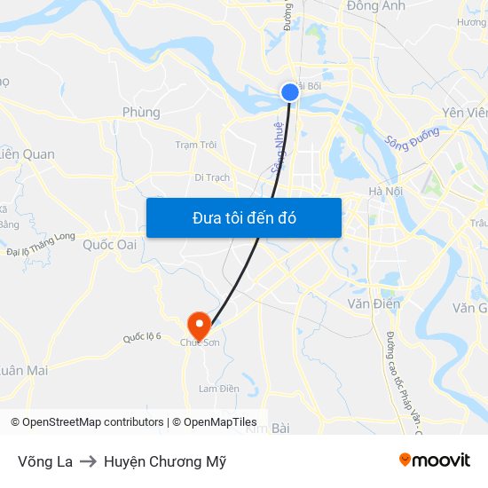 Võng La to Huyện Chương Mỹ map