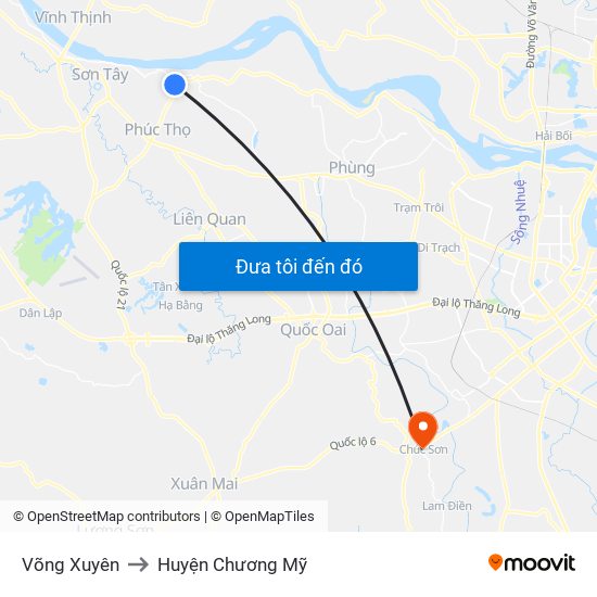 Võng Xuyên to Huyện Chương Mỹ map