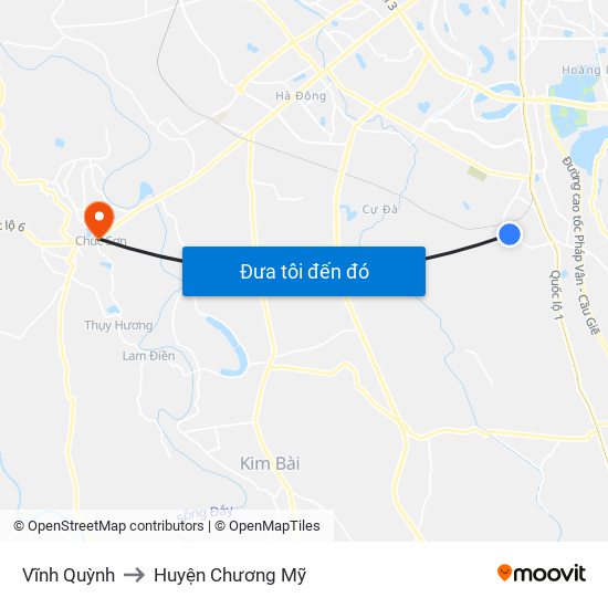 Vĩnh Quỳnh to Huyện Chương Mỹ map